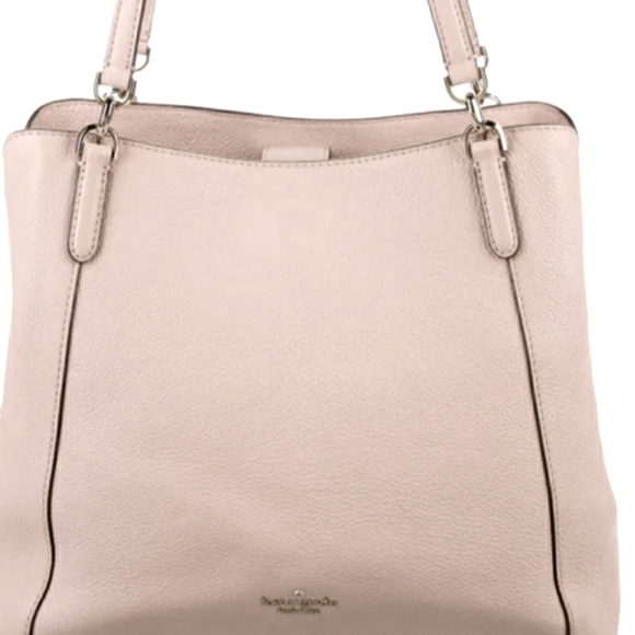 KATE SPADE โ ๏ธ NEW YORK TEXTURED GRAIN LEATHER SHOULDER BAG (LARGE) ..LT PINK ๐ - Picture 1 of 11